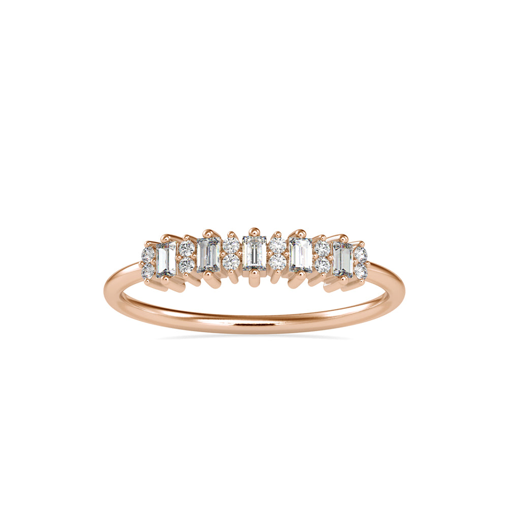 Baguette Lenore Diamond Stone Ring-Rose Gold