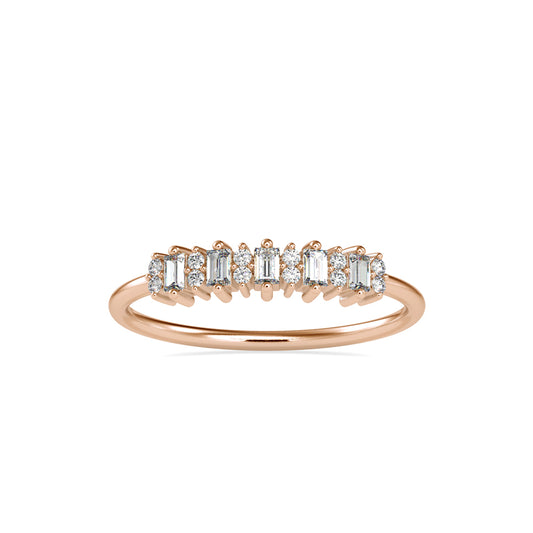 Baguette Lenore Diamond Stone Ring-Rose Gold