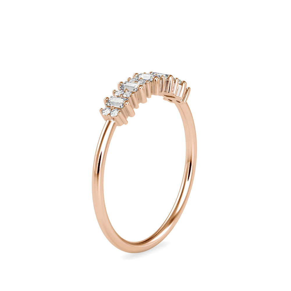 Baguette Lenore Diamond Stone Ring-Rose Gold