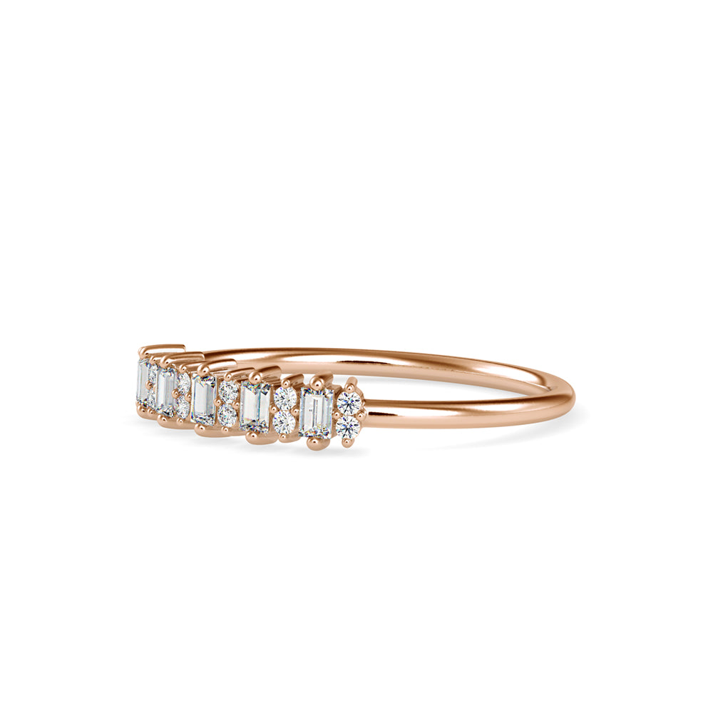 Baguette Lenore Diamond Stone Ring-Rose Gold