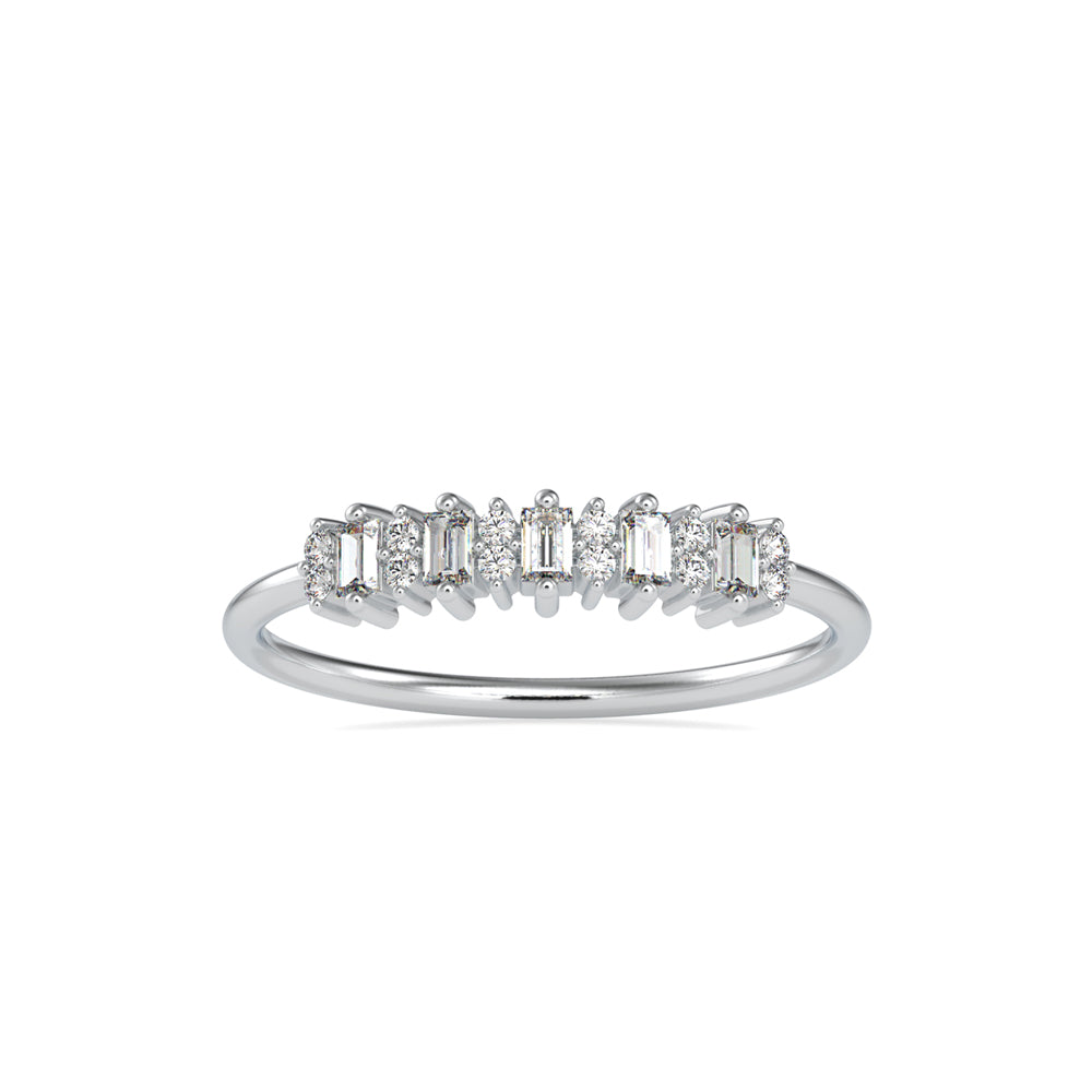 Baguette Lenore Diamond Stone Ring-Silver