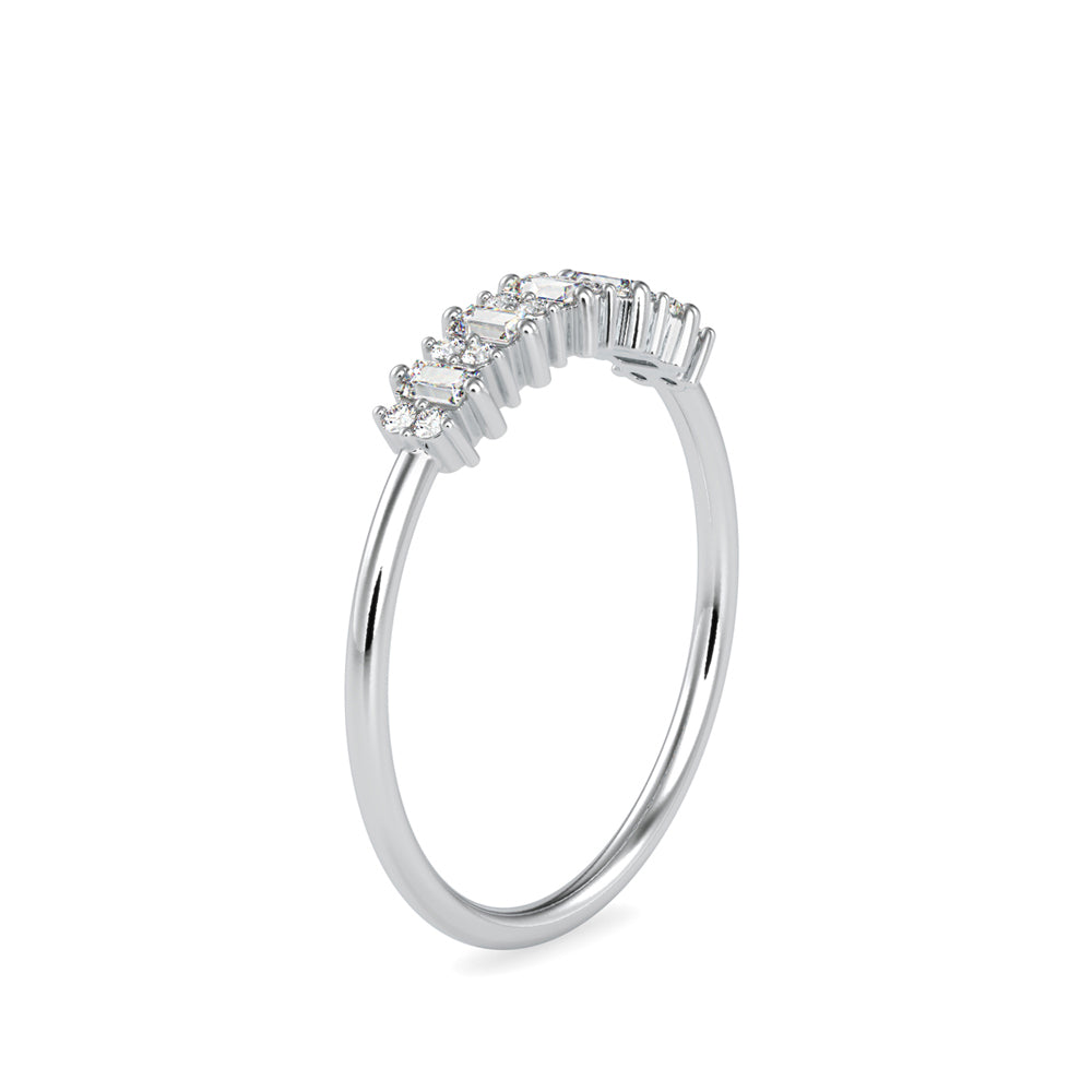 Baguette Lenore Diamond Stone Ring-Silver