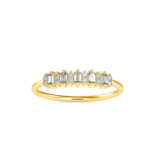 Baguette Lenore Diamond Stone Ring-Golden