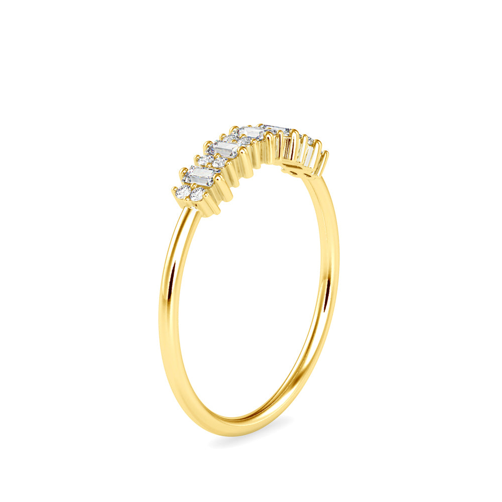 Baguette Lenore Diamond Stone Ring-Golden