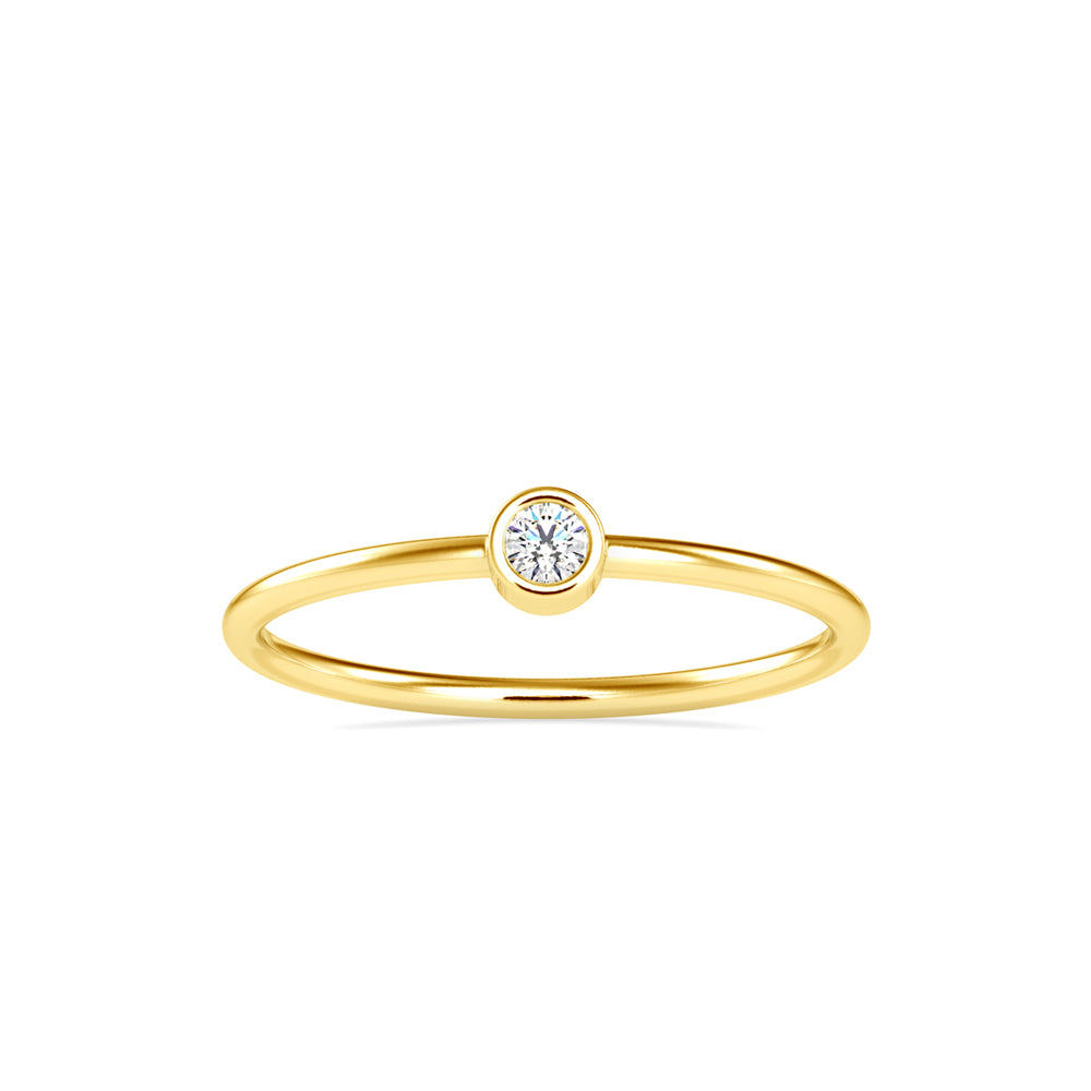 Ava Round Stone Diamond Ring-Golden
