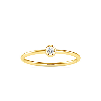 Ava Round Stone Diamond Ring-Golden