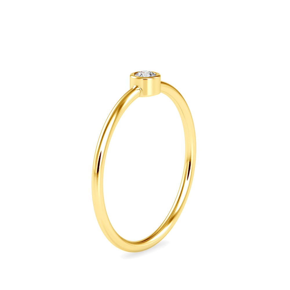 Ava Round Stone Diamond Ring-Golden