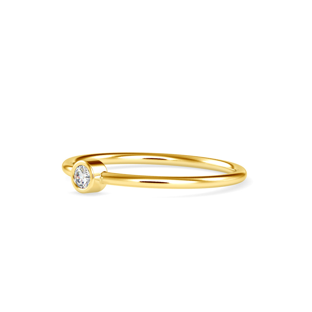 Ava Round Stone Diamond Ring-Golden