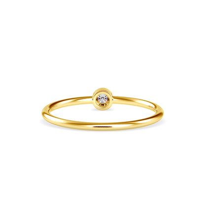 Ava Round Stone Diamond Ring-Golden