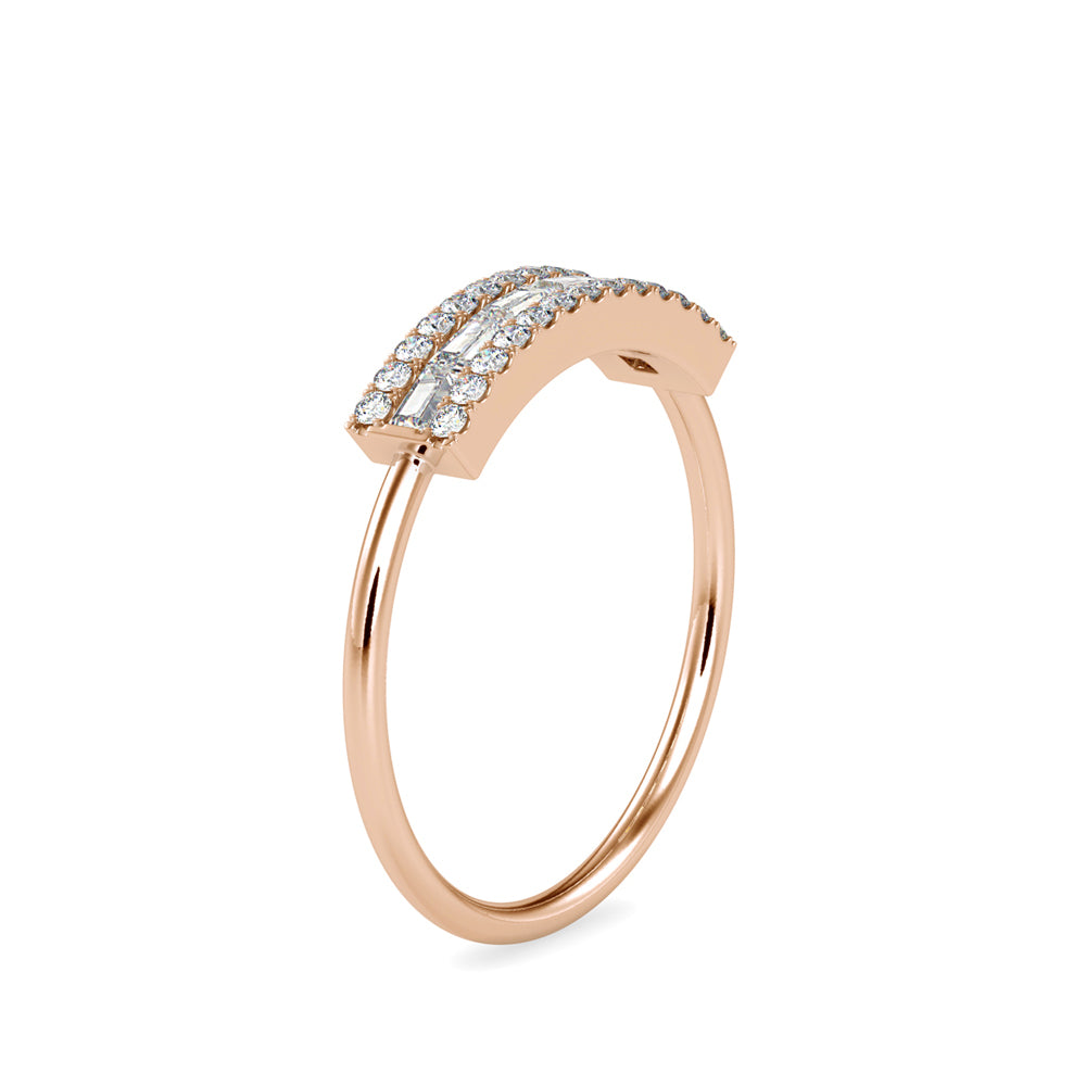 Baguette Lunatic Stone Diamond Ring-Rose Gold