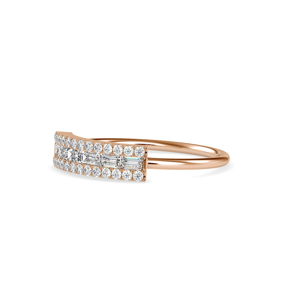 Baguette Lunatic Stone Diamond Ring-Rose Gold