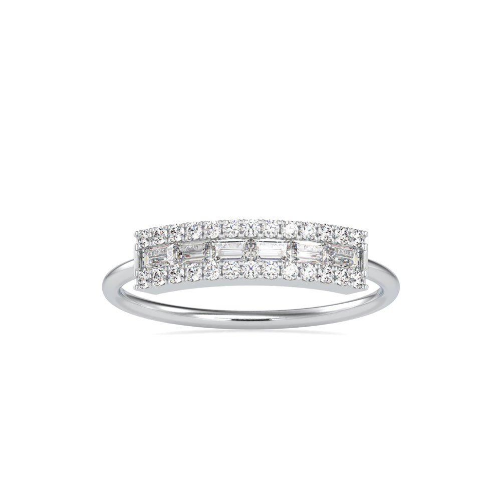 Baguette Lunatic Stone Diamond Ring-Silver