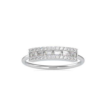 Baguette Lunatic Stone Diamond Ring-Silver