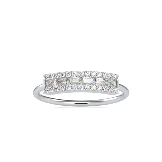Baguette Lunatic Stone Diamond Ring-Silver