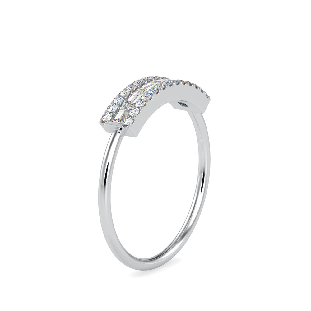 Baguette Lunatic Stone Diamond Ring-Silver