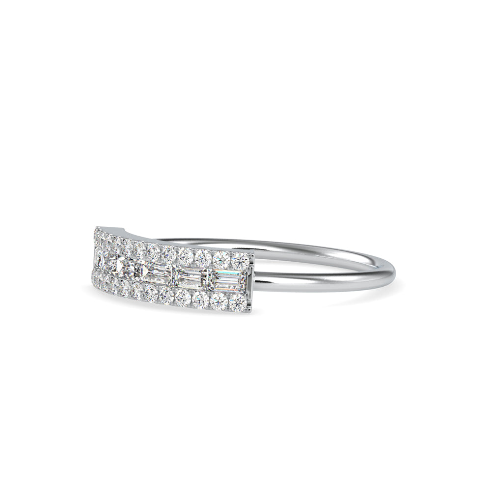 Baguette Lunatic Stone Diamond Ring-Silver