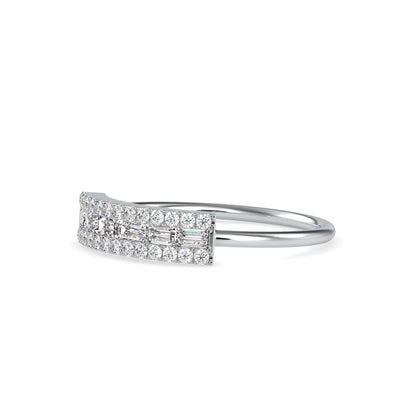 Baguette Lunatic Stone Diamond Ring-Silver