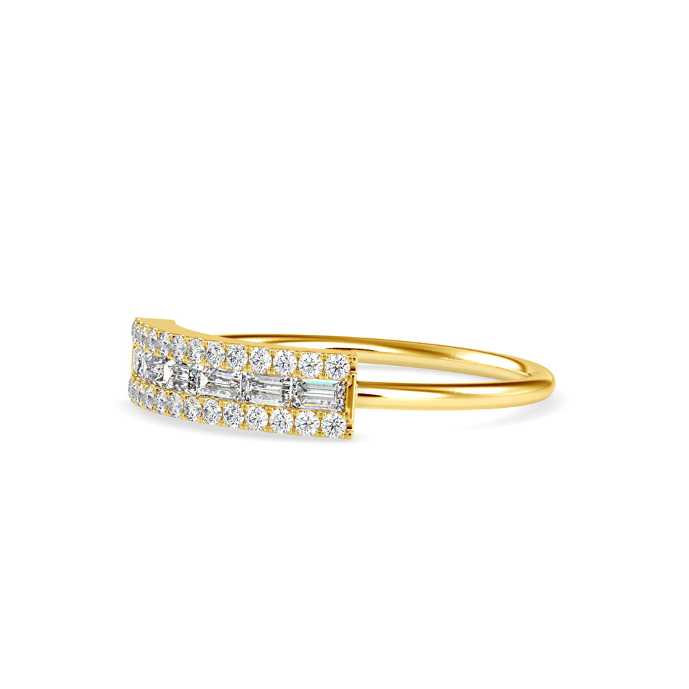 Baguette Lunatic Stone Diamond Ring-Golden