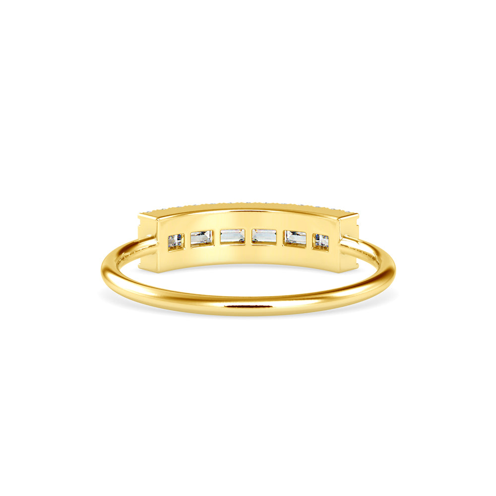 Baguette Lunatic Stone Diamond Ring-Golden