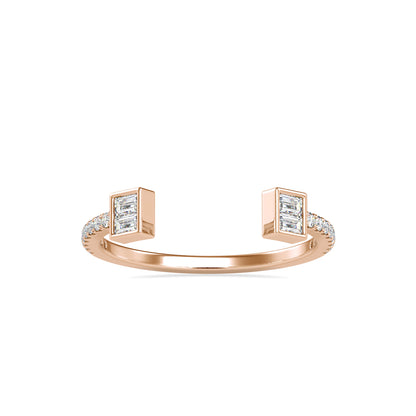 Baguette Diamond Halved Ring-Rose Gold
