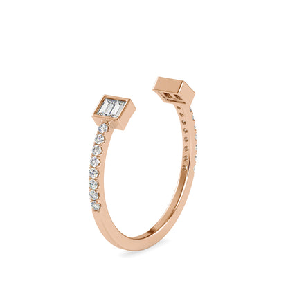 Baguette Diamond Halved Ring-Rose Gold