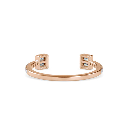 Baguette Diamond Halved Ring-Rose Gold