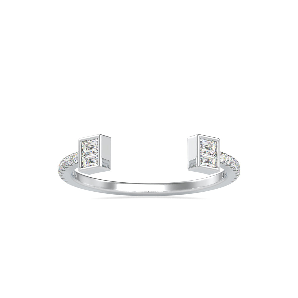 Baguette Diamond Halved Ring-Silver