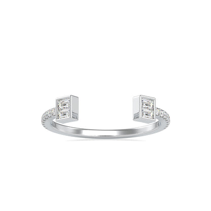Baguette Diamond Halved Ring-Silver