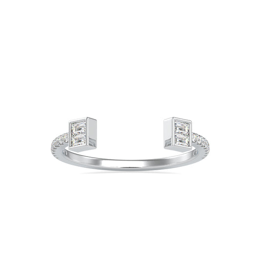 Baguette Diamond Halved Ring-Silver