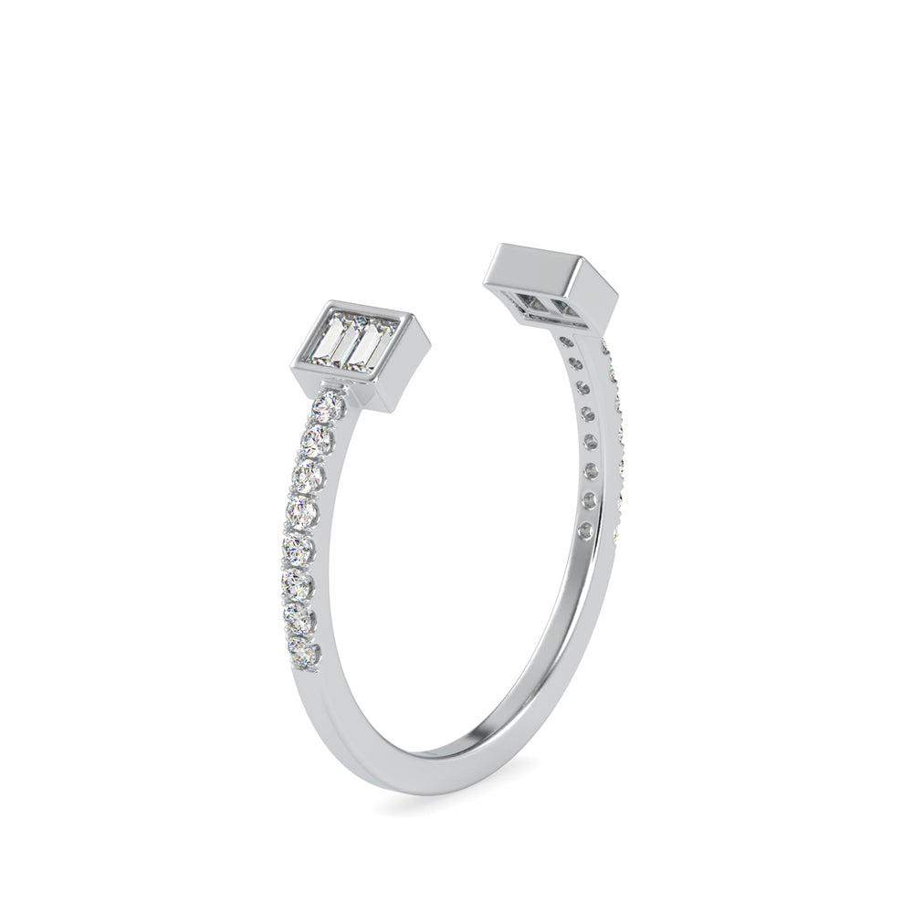 Baguette Diamond Halved Ring-Silver