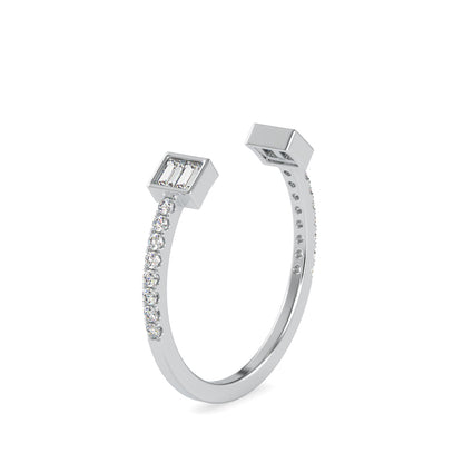 Baguette Diamond Halved Ring-Silver