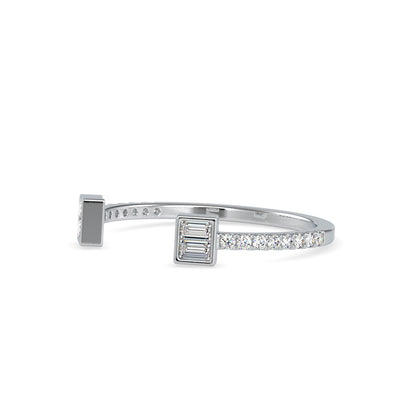 Baguette Diamond Halved Ring-Silver