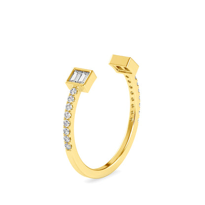 Baguette Diamond Halved Ring-Golden