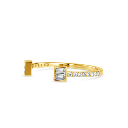 Baguette Diamond Halved Ring-Golden