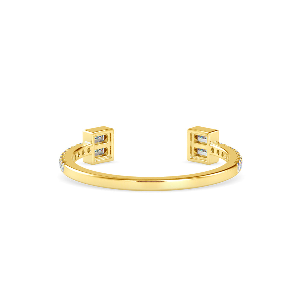 Baguette Diamond Halved Ring-Golden