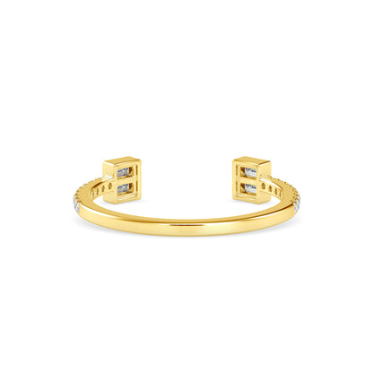 Baguette Diamond Halved Ring-Golden