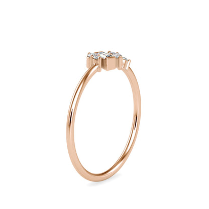 Baguette Courtier Round Diamond Ring-Rose Gold