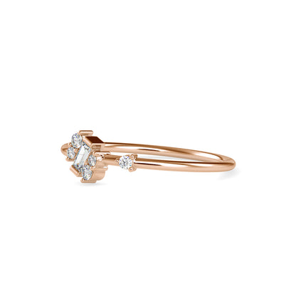 Baguette Courtier Round Diamond Ring-Rose Gold