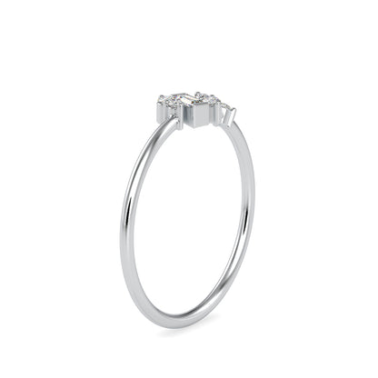 Baguette Courtier Round Diamond Ring-Silver
