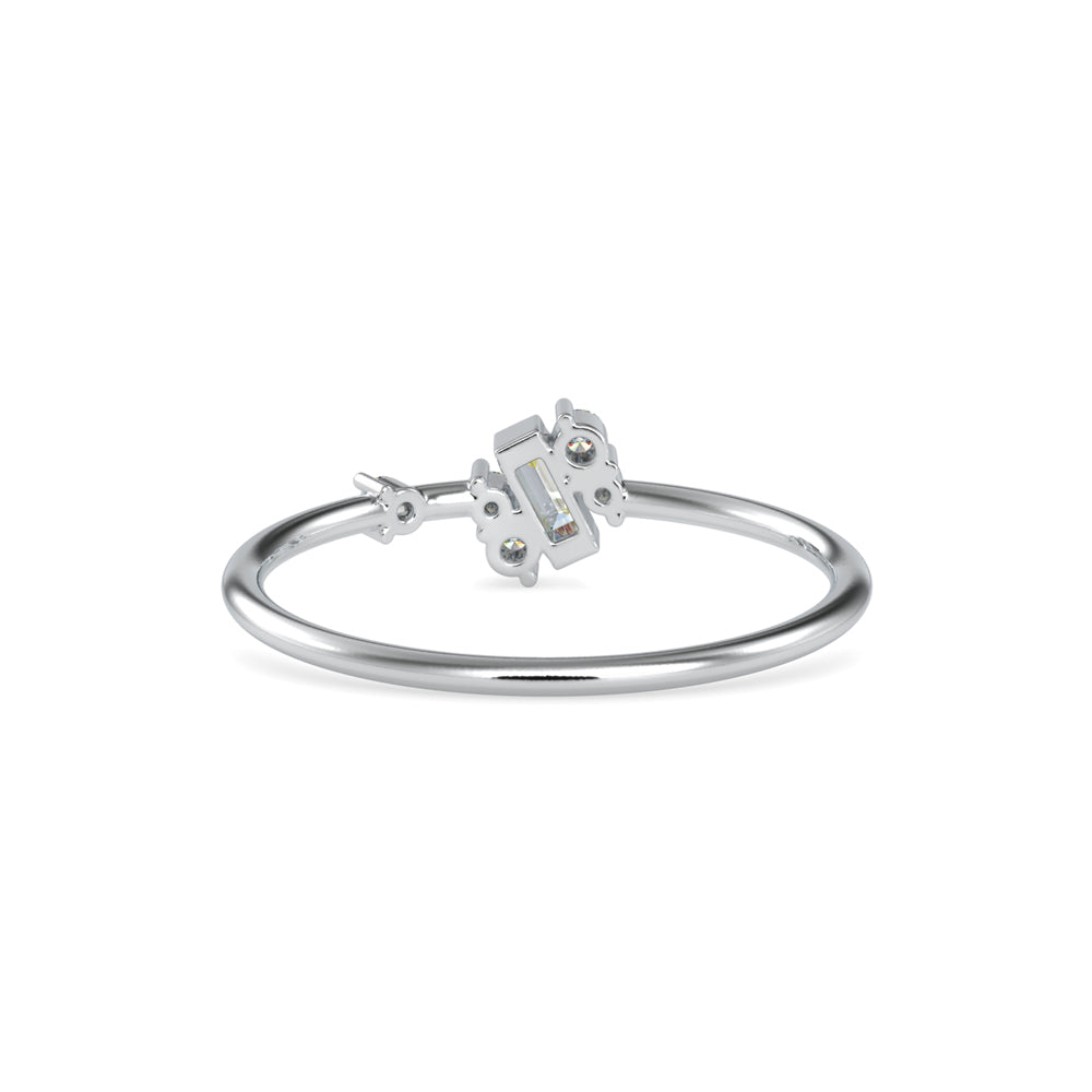 Baguette Courtier Round Diamond Ring-Silver