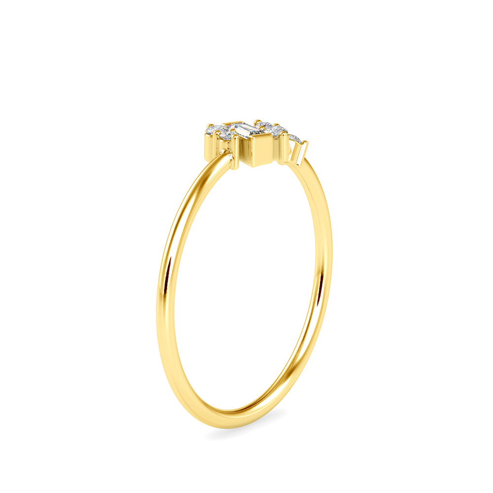 Baguette Courtier Round Diamond Ring-Golden