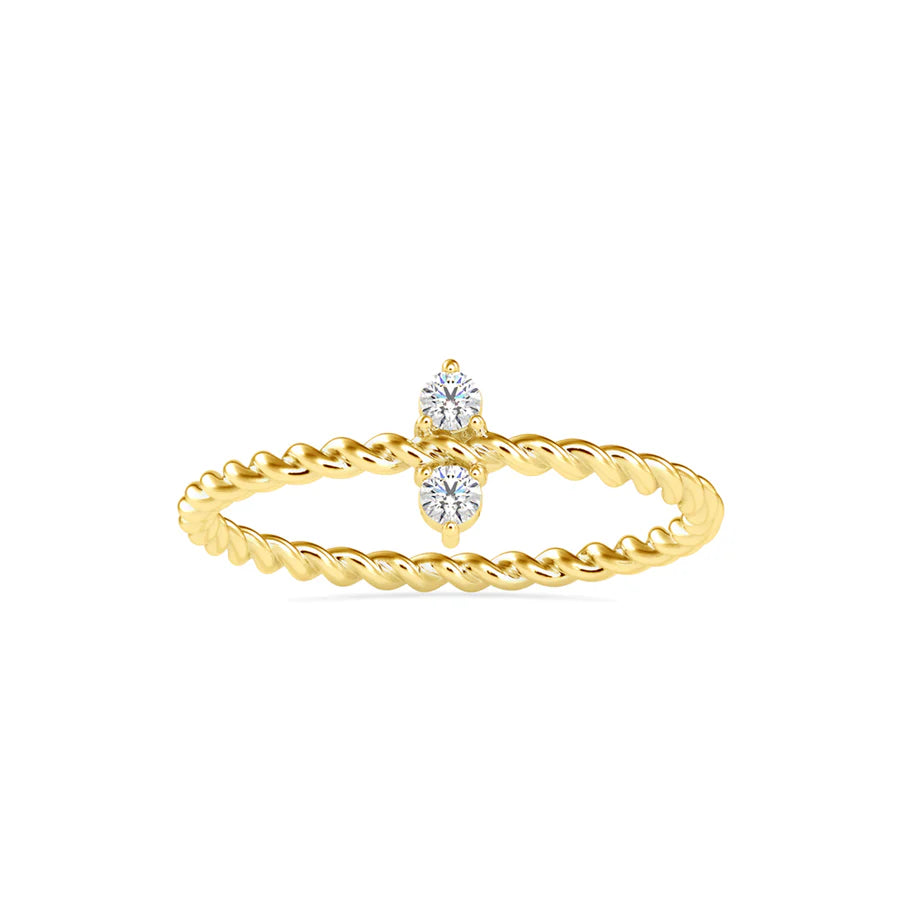 Heartfelt Harmony Yellow Gold Plated Silver Diamond Ring