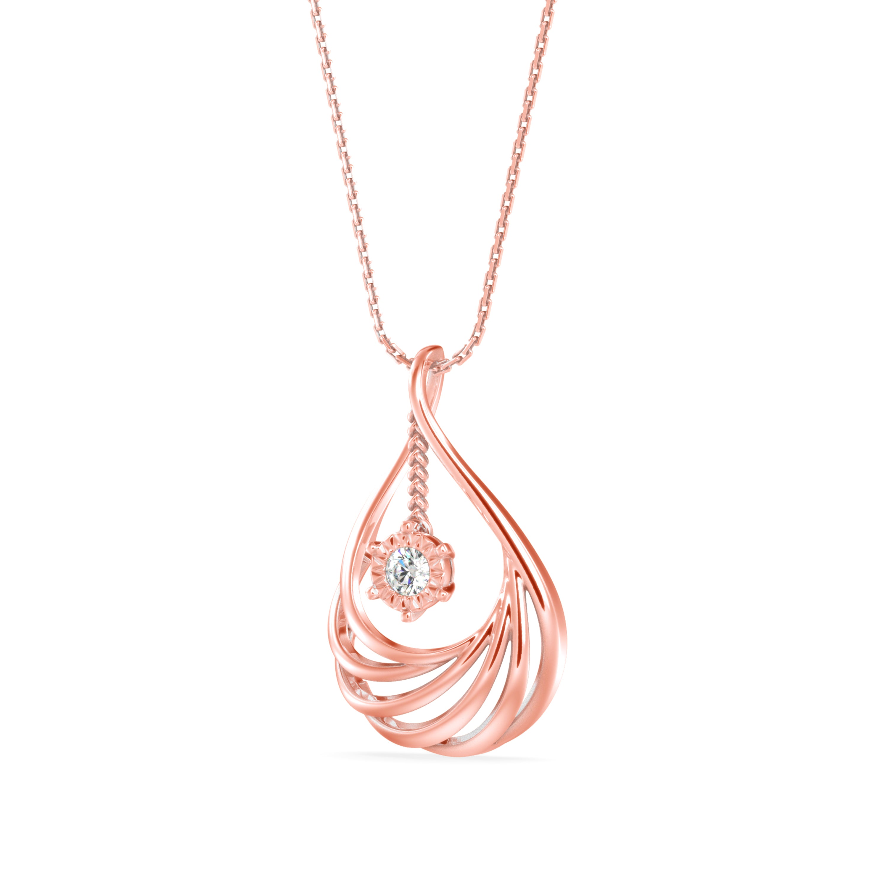 Clethra Diamond Pendant-Rose Gold