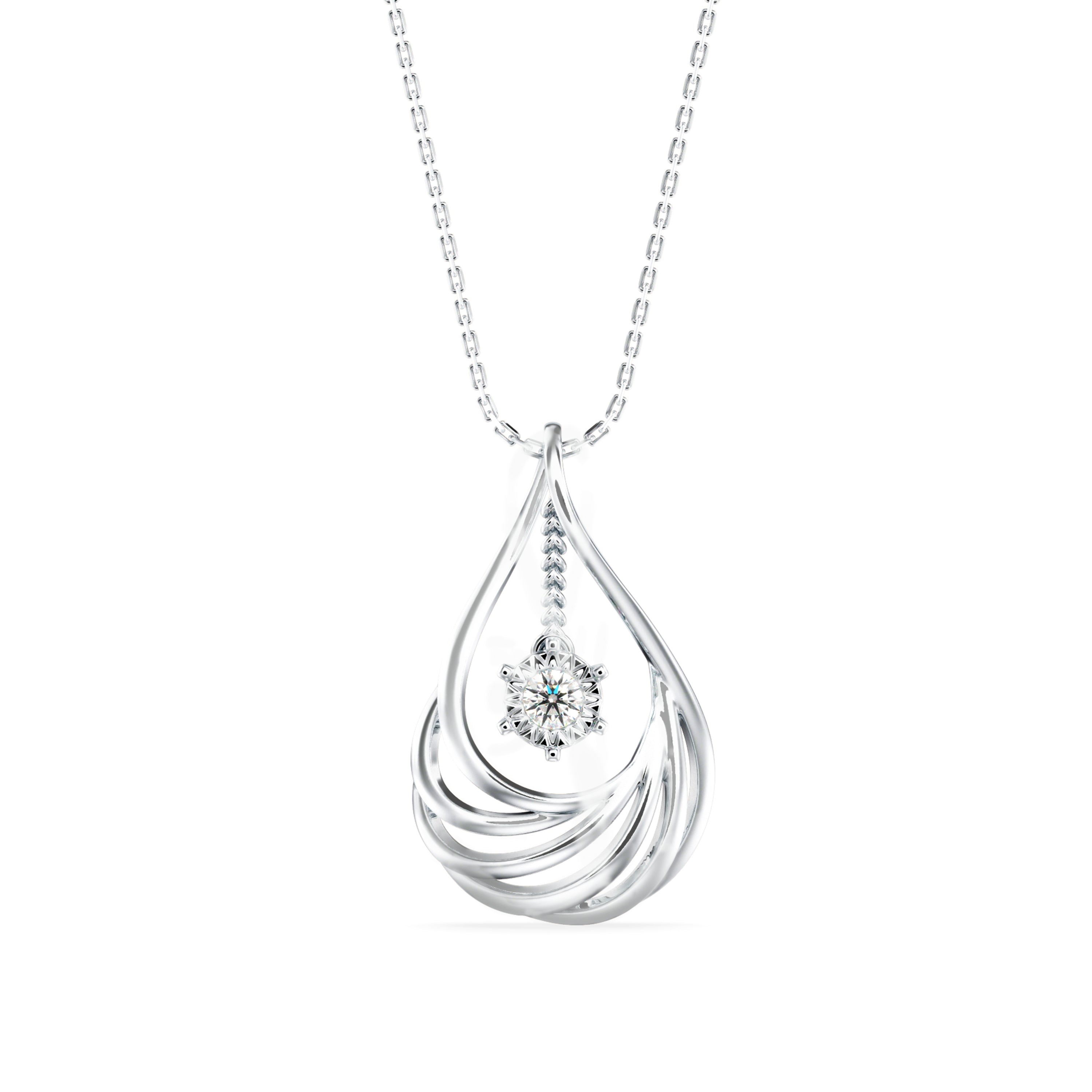 Clethra Diamond Pendant-Sterling Silver