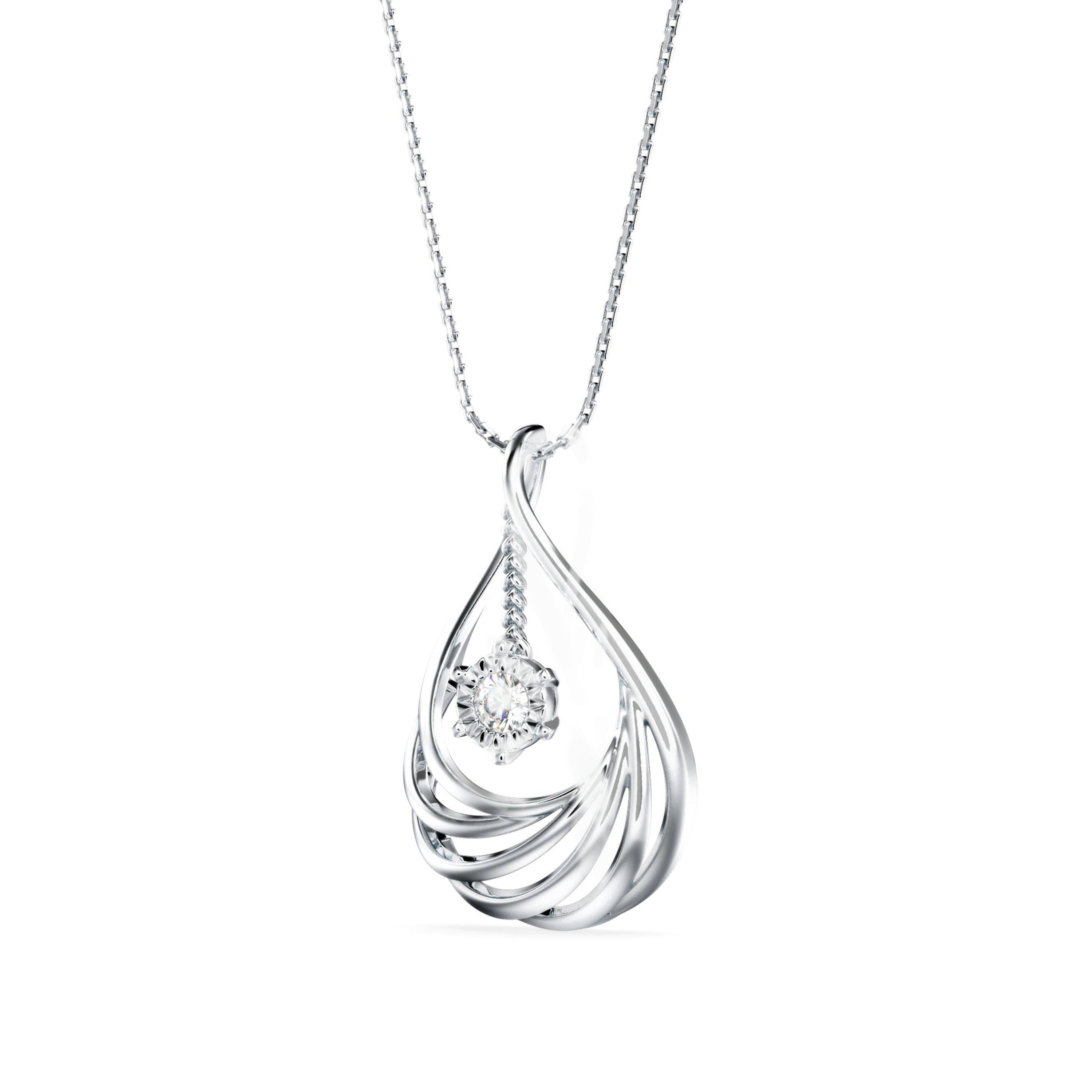 Clethra Diamond Pendant-Sterling Silver