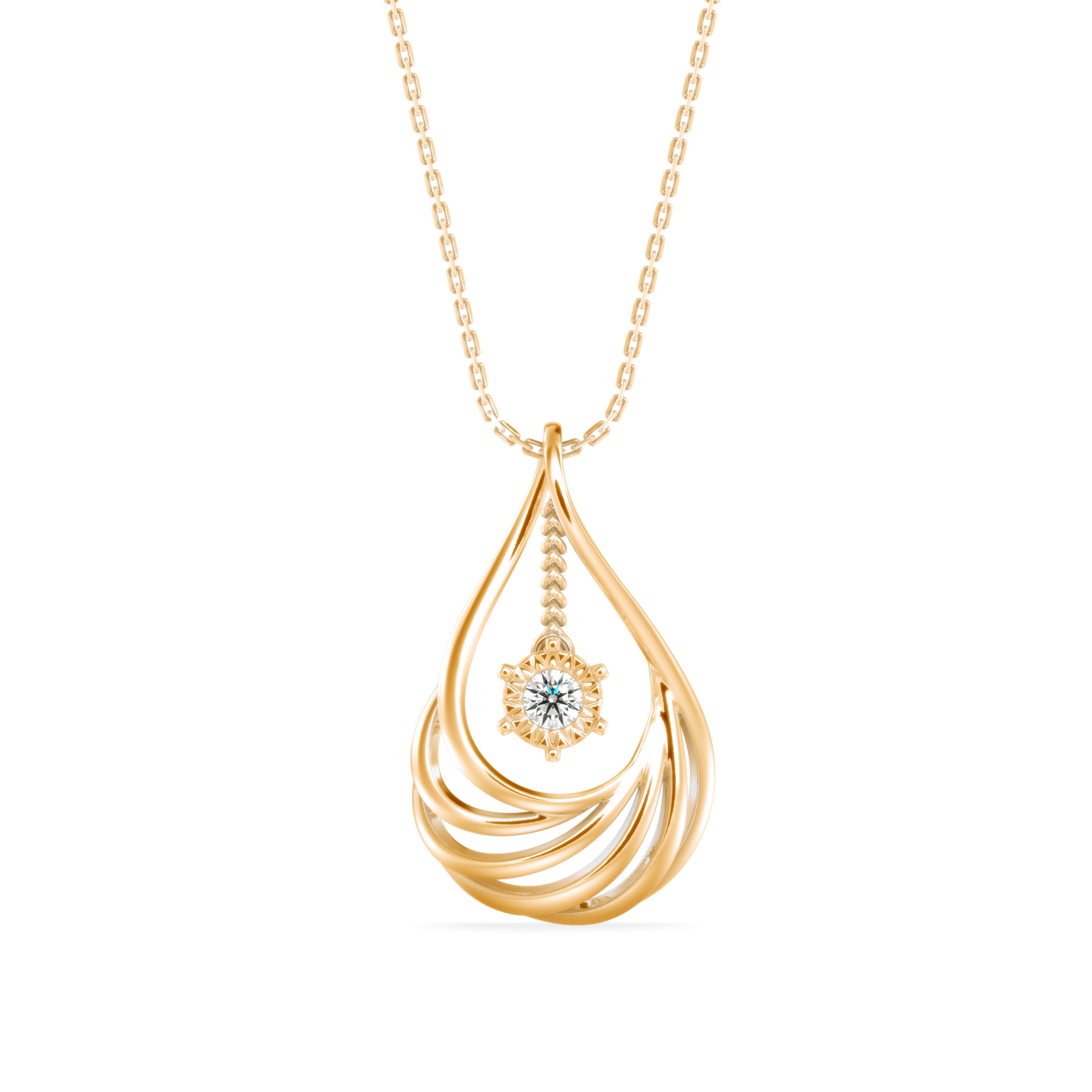Clethra Diamond Pendant-Golden
