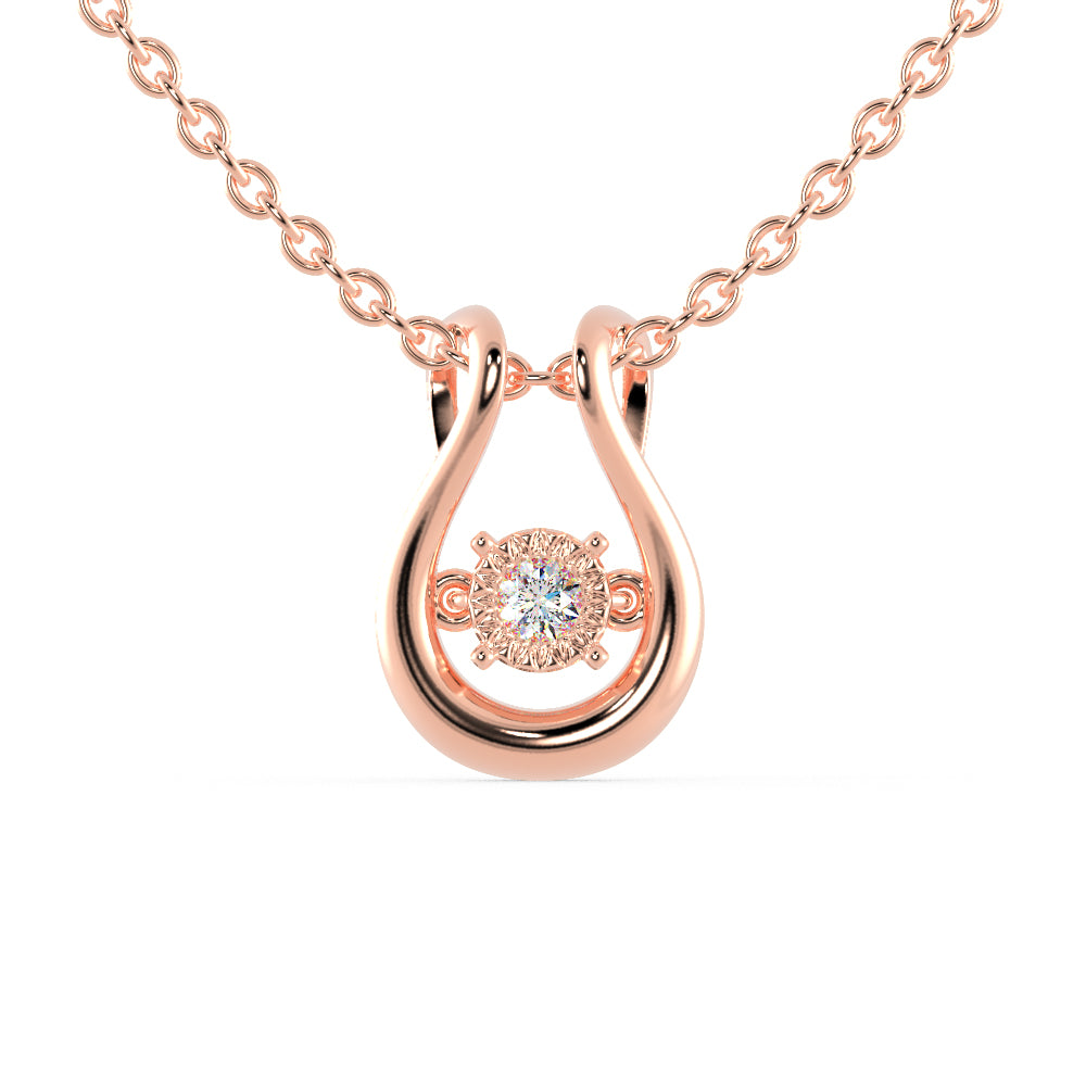 Gyrate Round Diamond Pendant- Rose Gold
