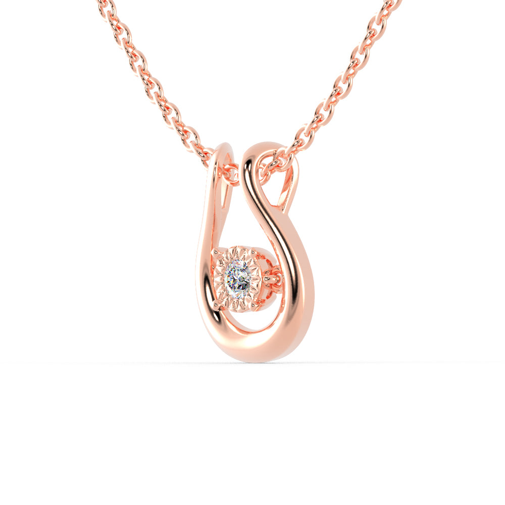 Gyrate Round Diamond Pendant- Rose Gold