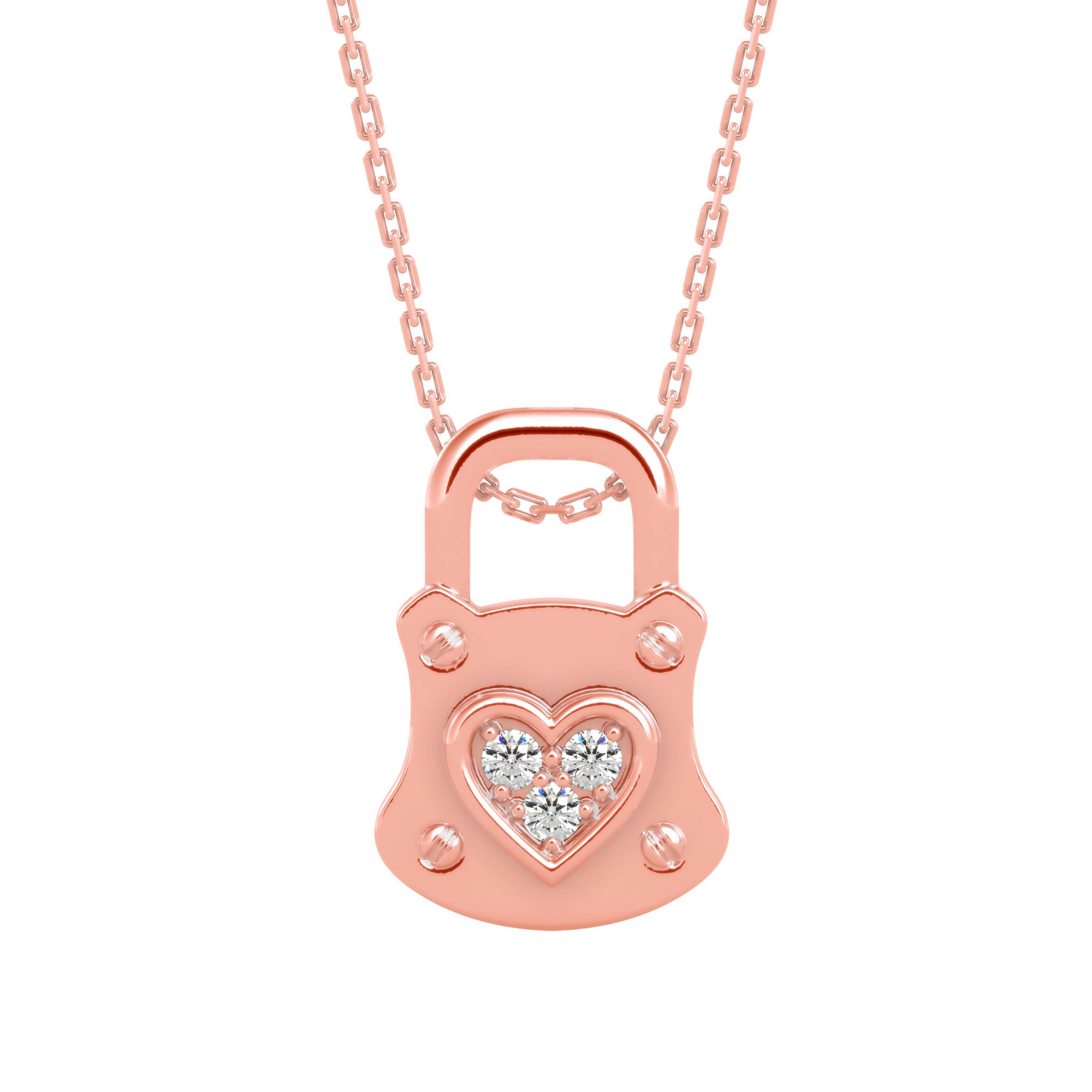 Yoke Heart Diamond Pendant-Rose Gold