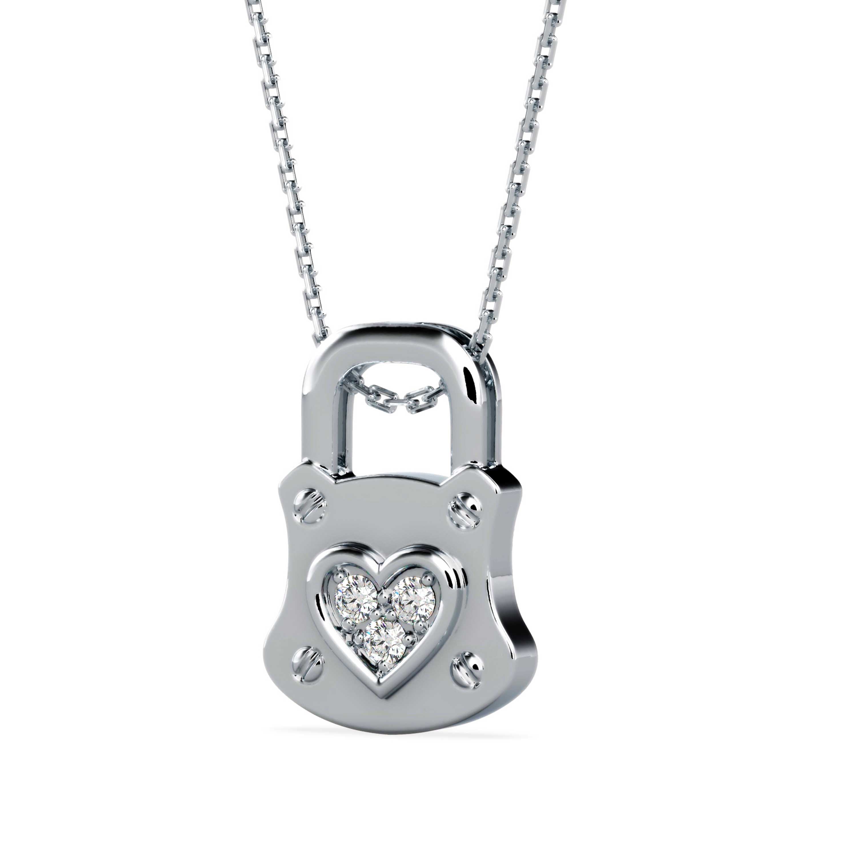 Yoke Heart Diamond Pendant-Silver